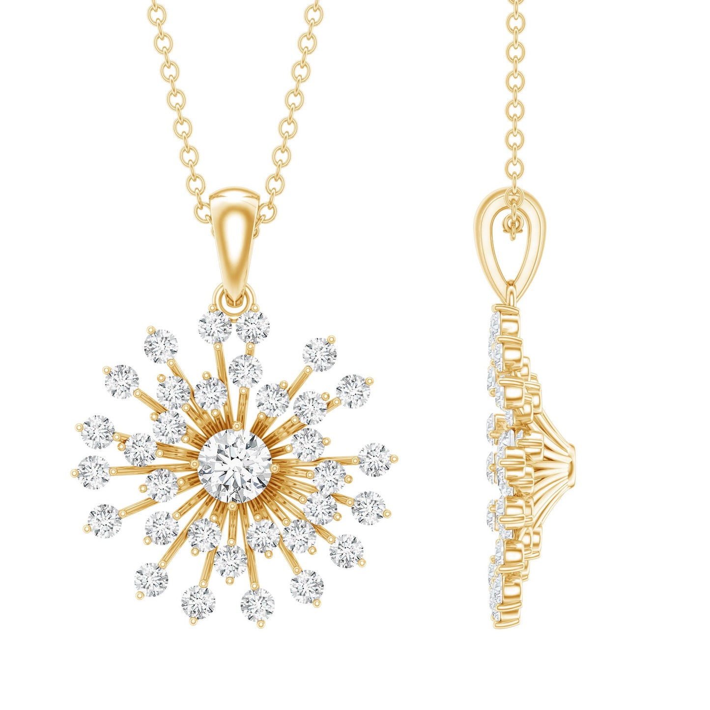 Certified Moissanite Sunburst Pendant for Women