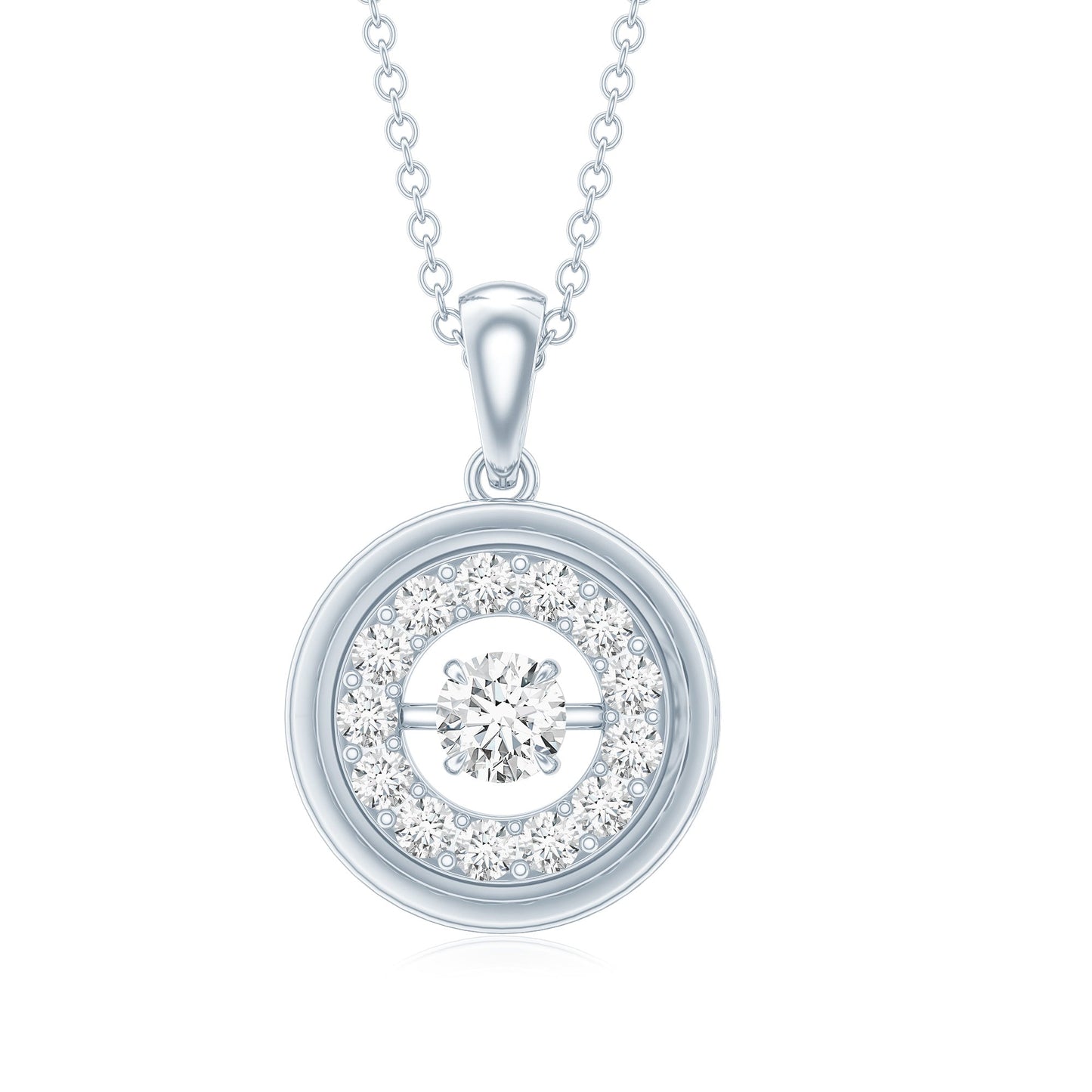 Certified Moissanite Classic Halo Pendant