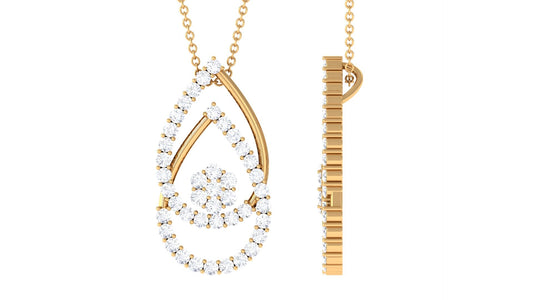 Moissanite Teardrop Necklace in Prong Setting