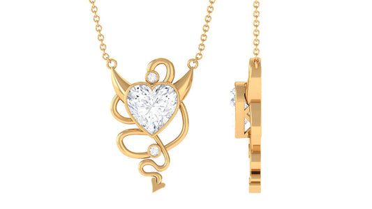 2 CT Moissanite Devil Heart Necklace in Bezel Setting