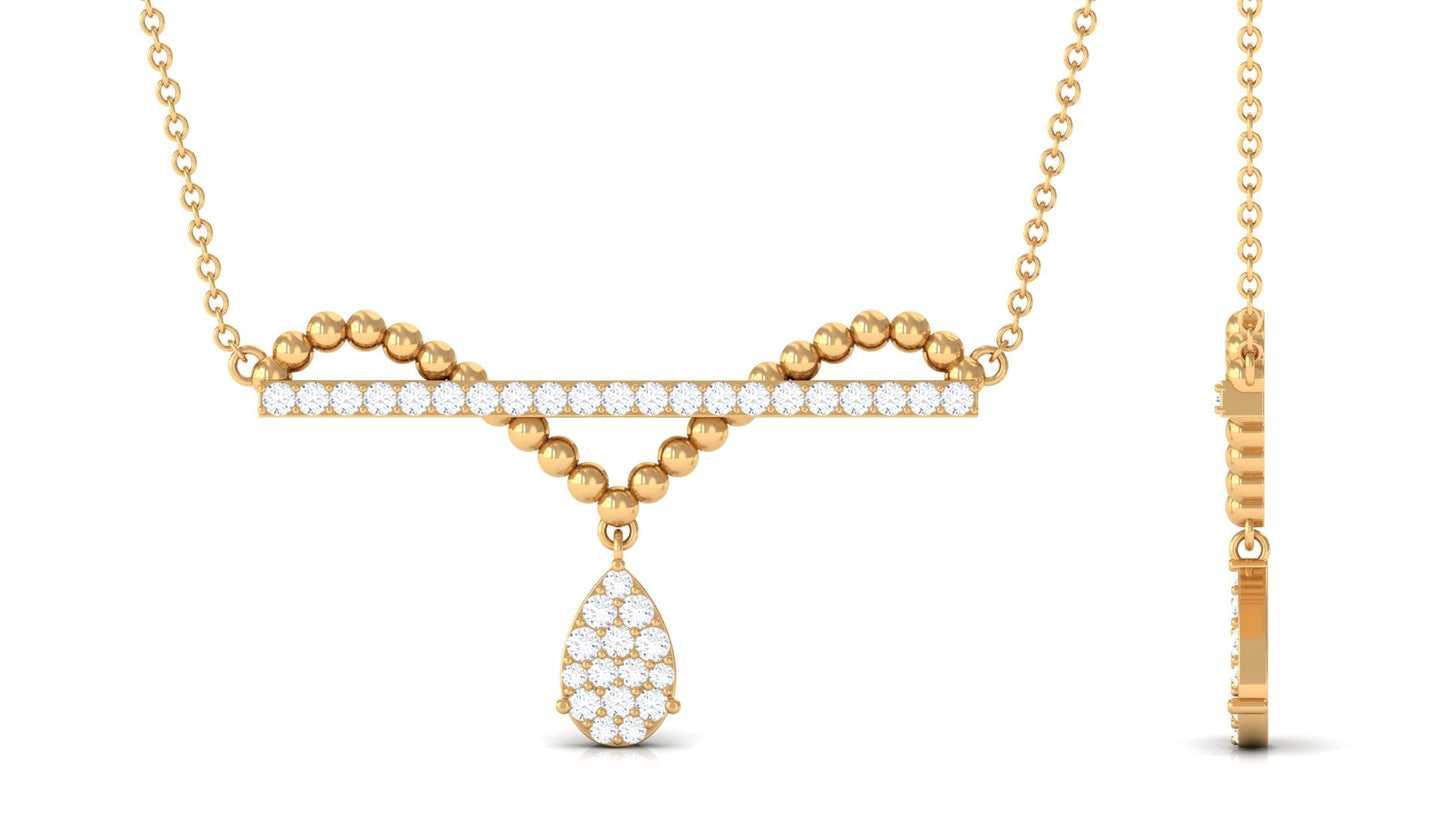 Designer Moissanite Bar Drop Necklace in Pave Setting