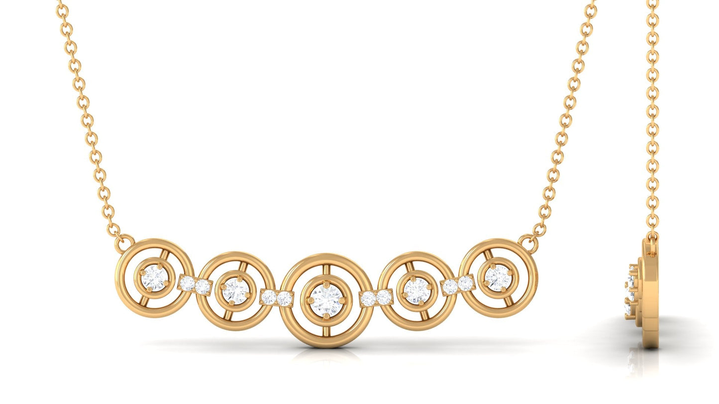 Certified Round Moissanite Bar Necklace for Women