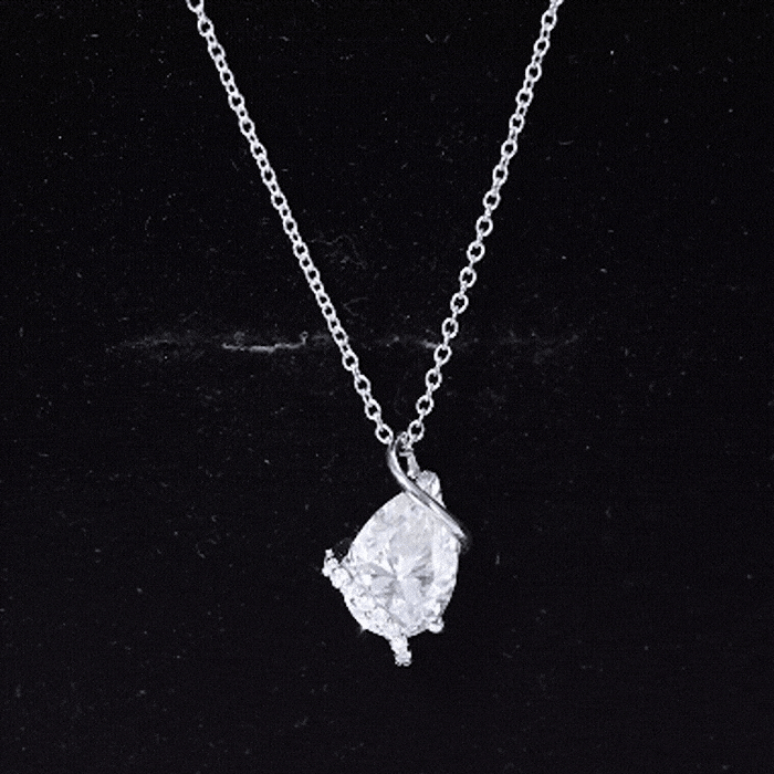 2 Carat Pear Shaped Moissanite Solitaire Pendant in Silver