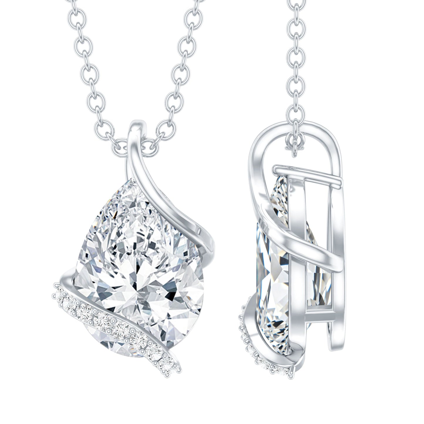 2.2 Carat Certified Moissanite Designer Teardrop Pendant