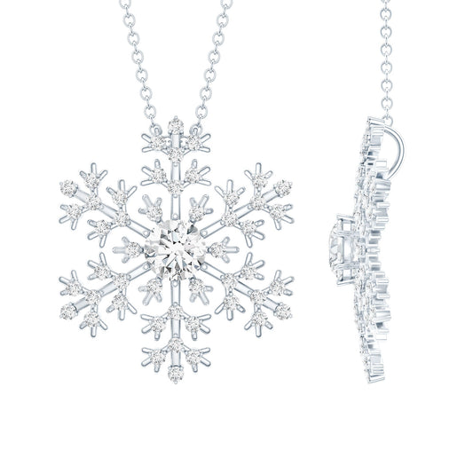 Cubic Zirconia Snowflake Necklace with Silver Chain