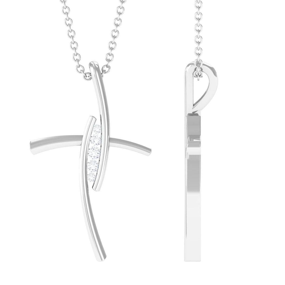 Contemporary Moissanite Religious Cross Pendant Necklace