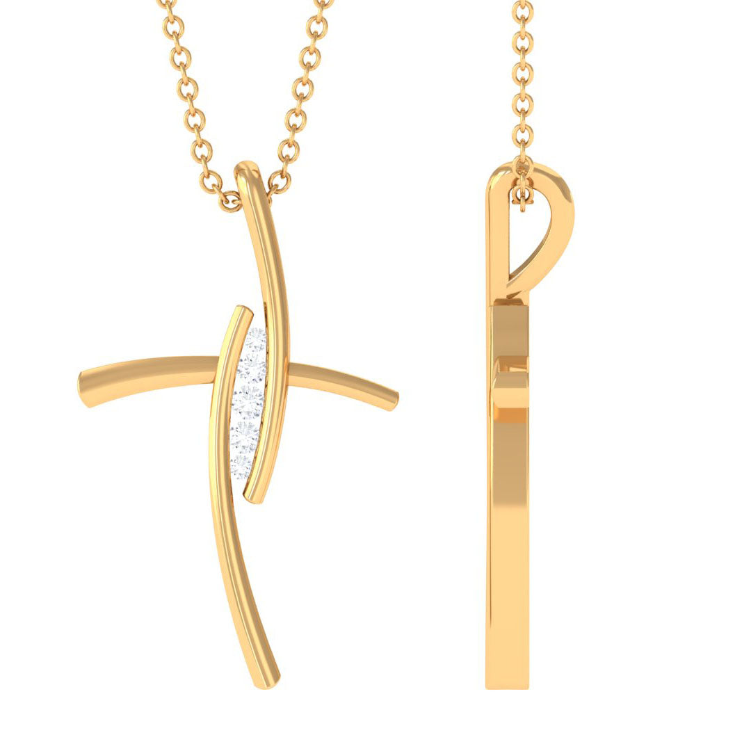 Contemporary Moissanite Religious Cross Pendant Necklace