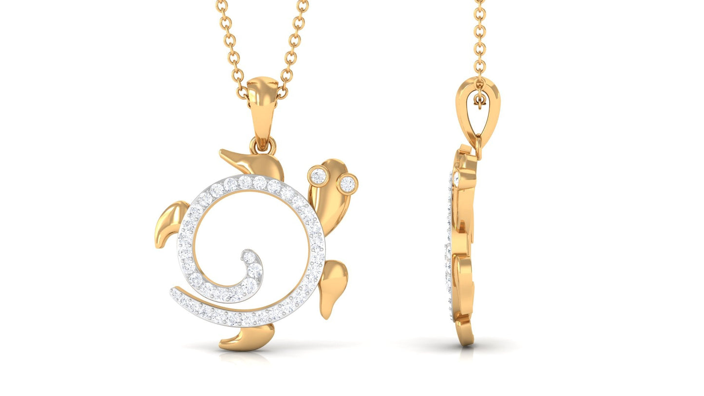 Certified Moissanite Turtle Shape Pendant Necklace