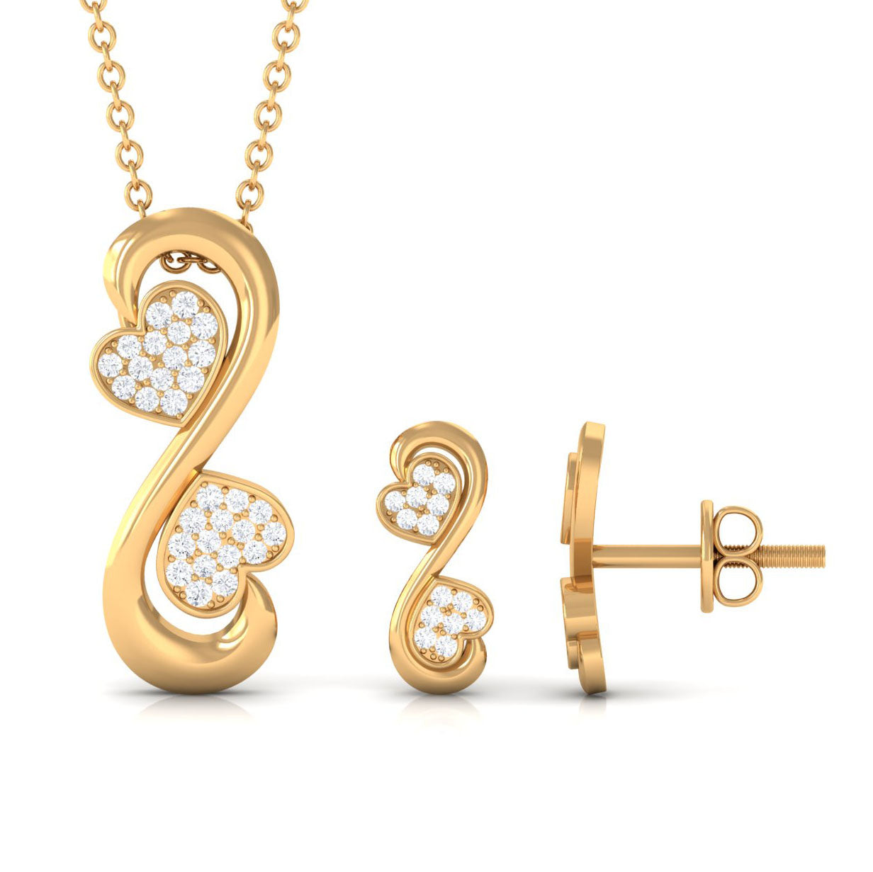 Certified Moissanite Heart Infinity Jewelry Set