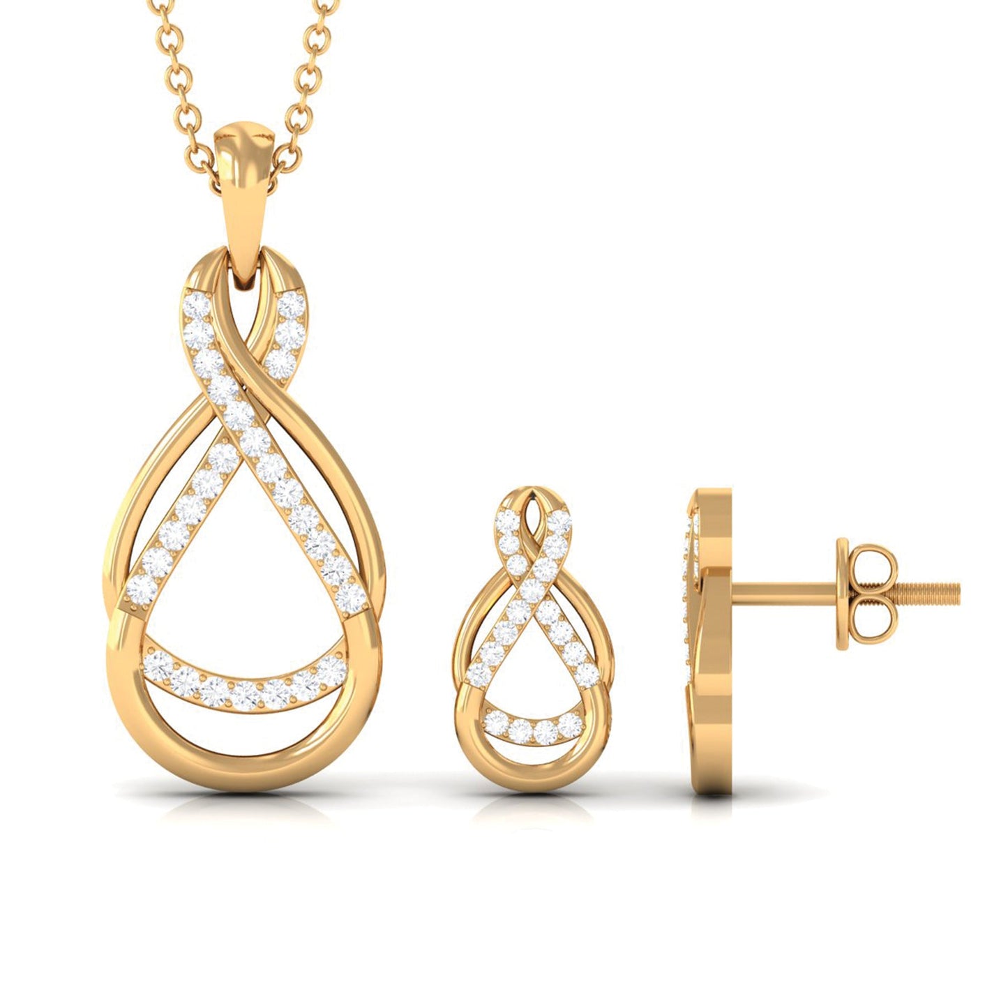 Certified Moissanite Infinity Pendant and Earrings Set