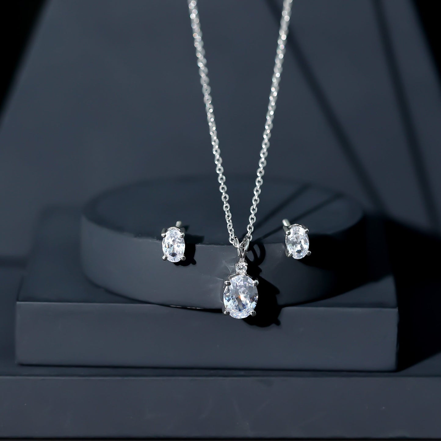 Certified 3 Carat Cubic Zirconia Drop Necklace and Earrings Set