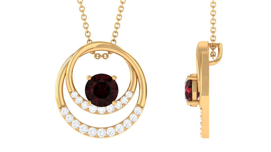 Garnet and Diamond Promise Eternity Pendant Necklace