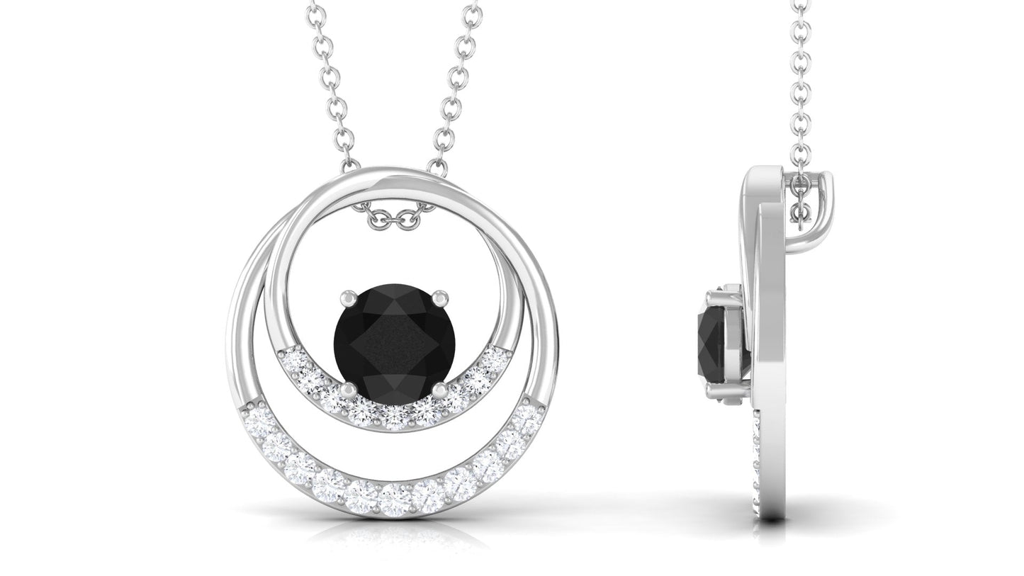 Lab Grown Black Diamond Eternity Necklace with White Diamond