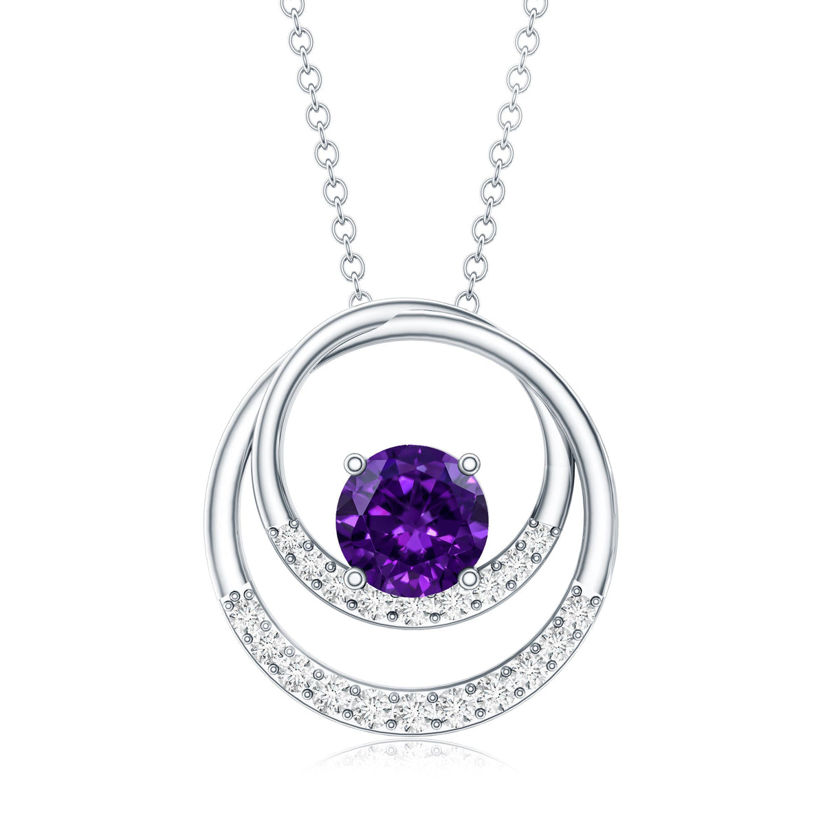 Natural 1.2 Carat Amethyst Eternity Necklace with Diamond