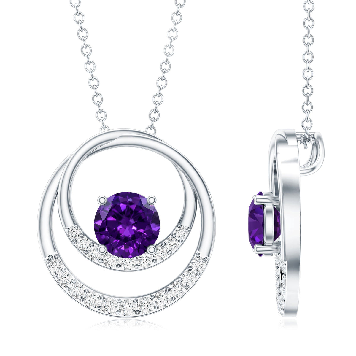 Natural 1.2 Carat Amethyst Eternity Necklace with Diamond