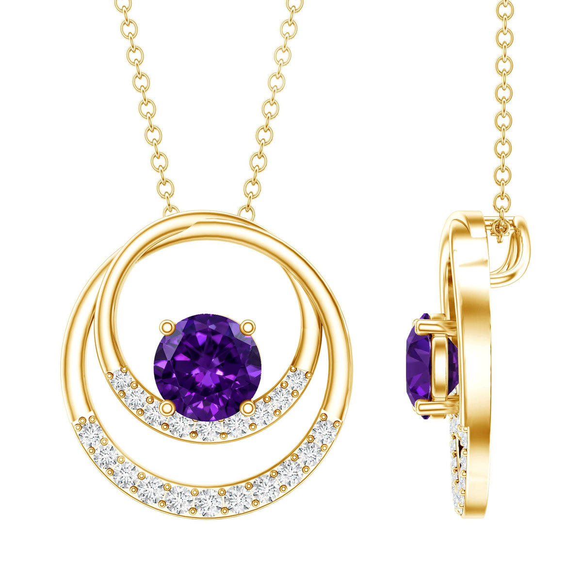 Natural 1.2 Carat Amethyst Eternity Necklace with Diamond