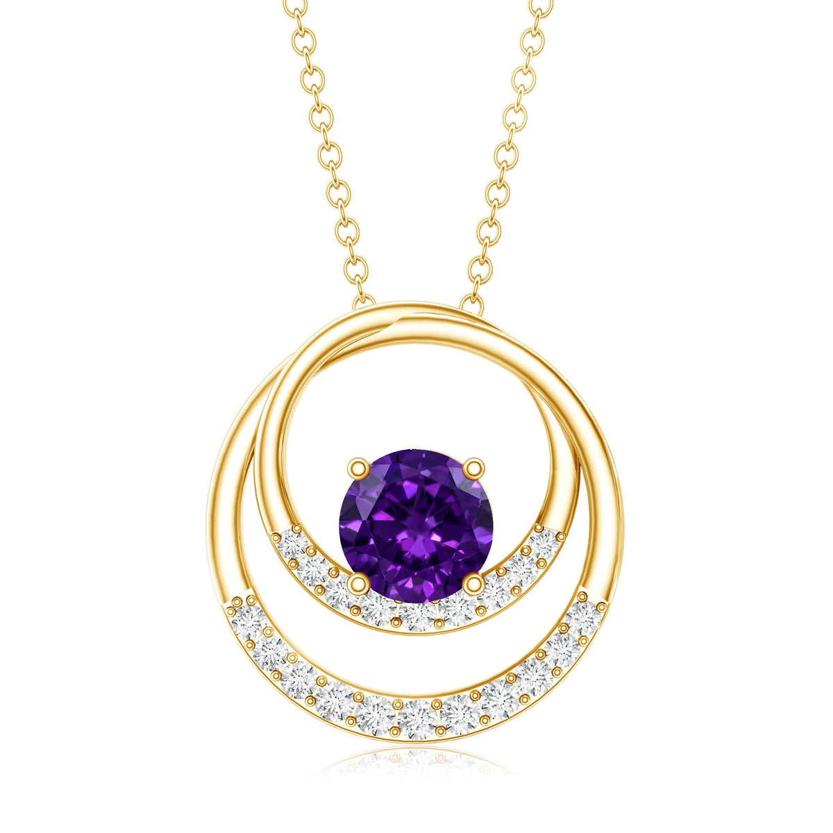 Natural 1.2 Carat Amethyst Eternity Necklace with Diamond
