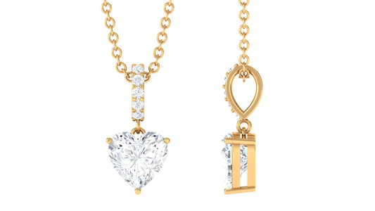 Certified 1.5 Carat Heart Shaped Moissanite Solitaire Necklace