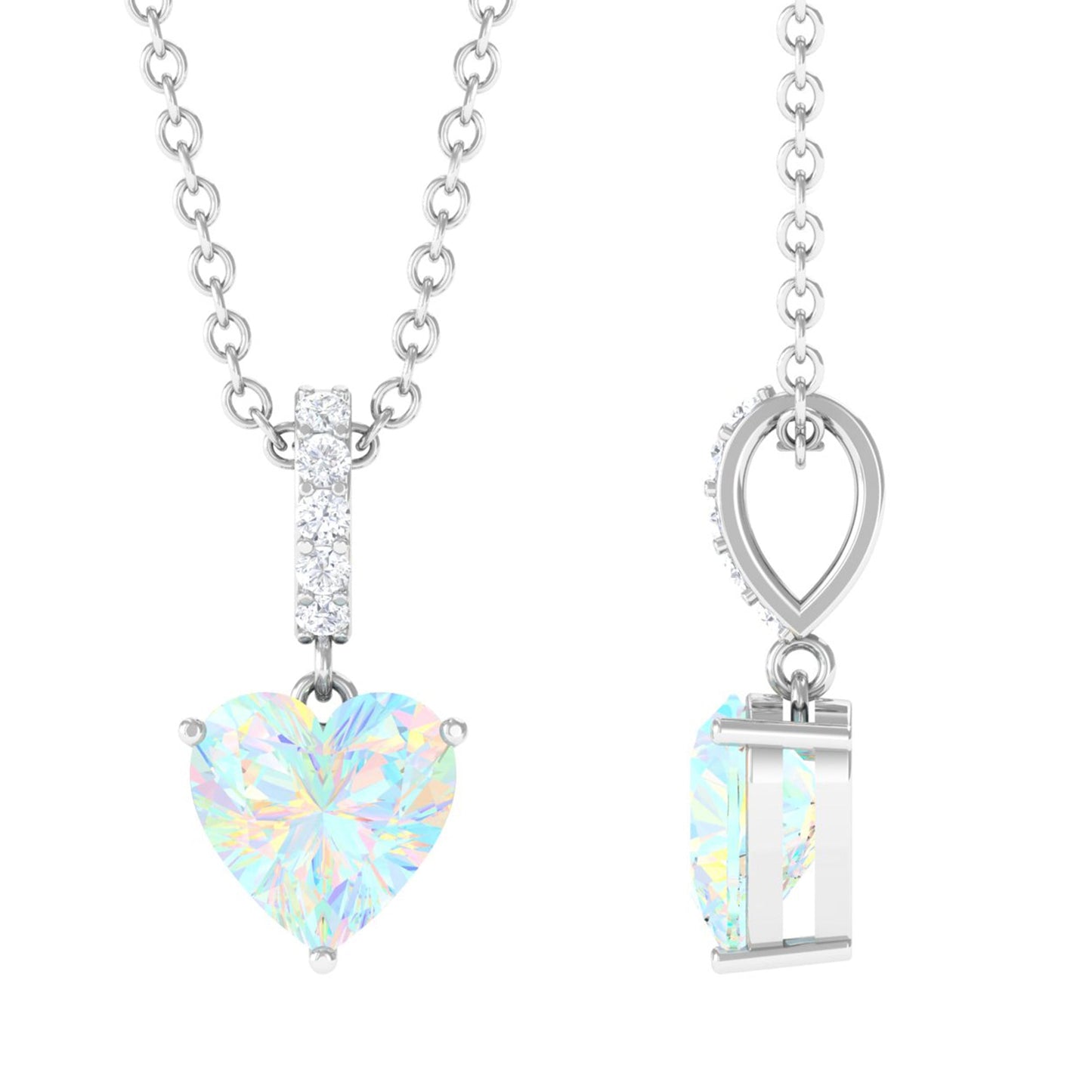0.75 Carat Solitaire Ethiopian Opal Heart Locket Necklace