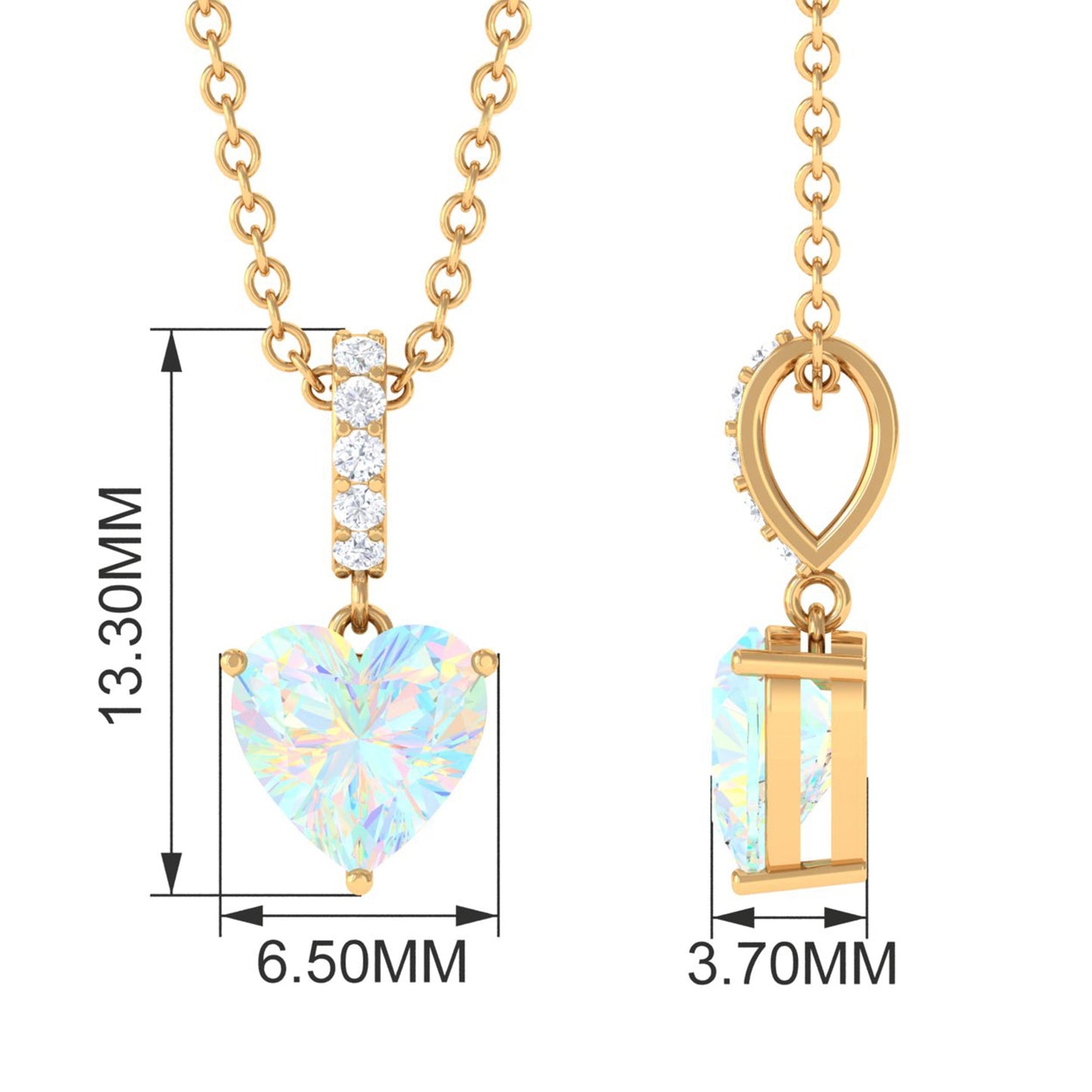 0.75 Carat Solitaire Ethiopian Opal Heart Locket Necklace