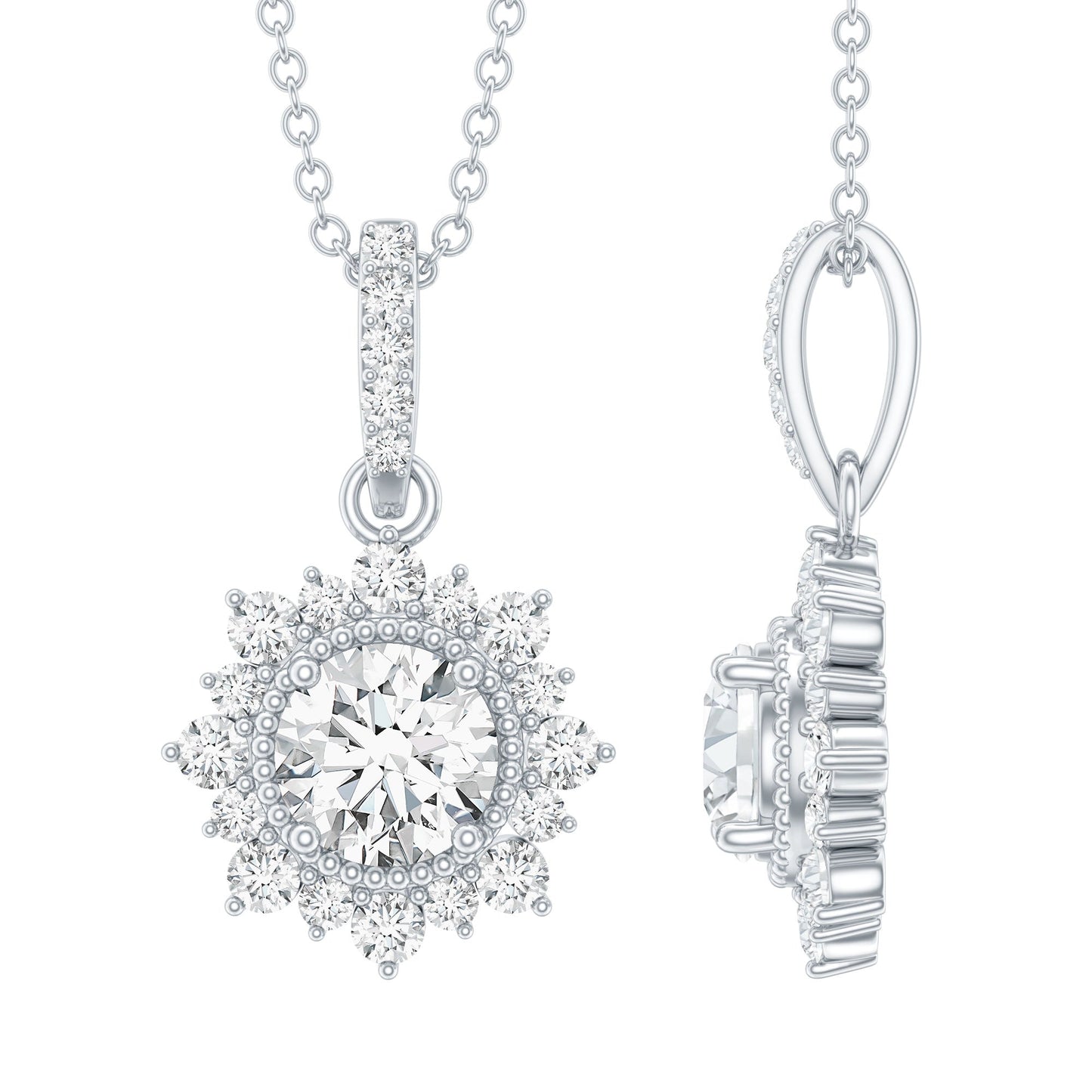 1 Carat Moissanite Vintage Inspired Necklace for Wedding