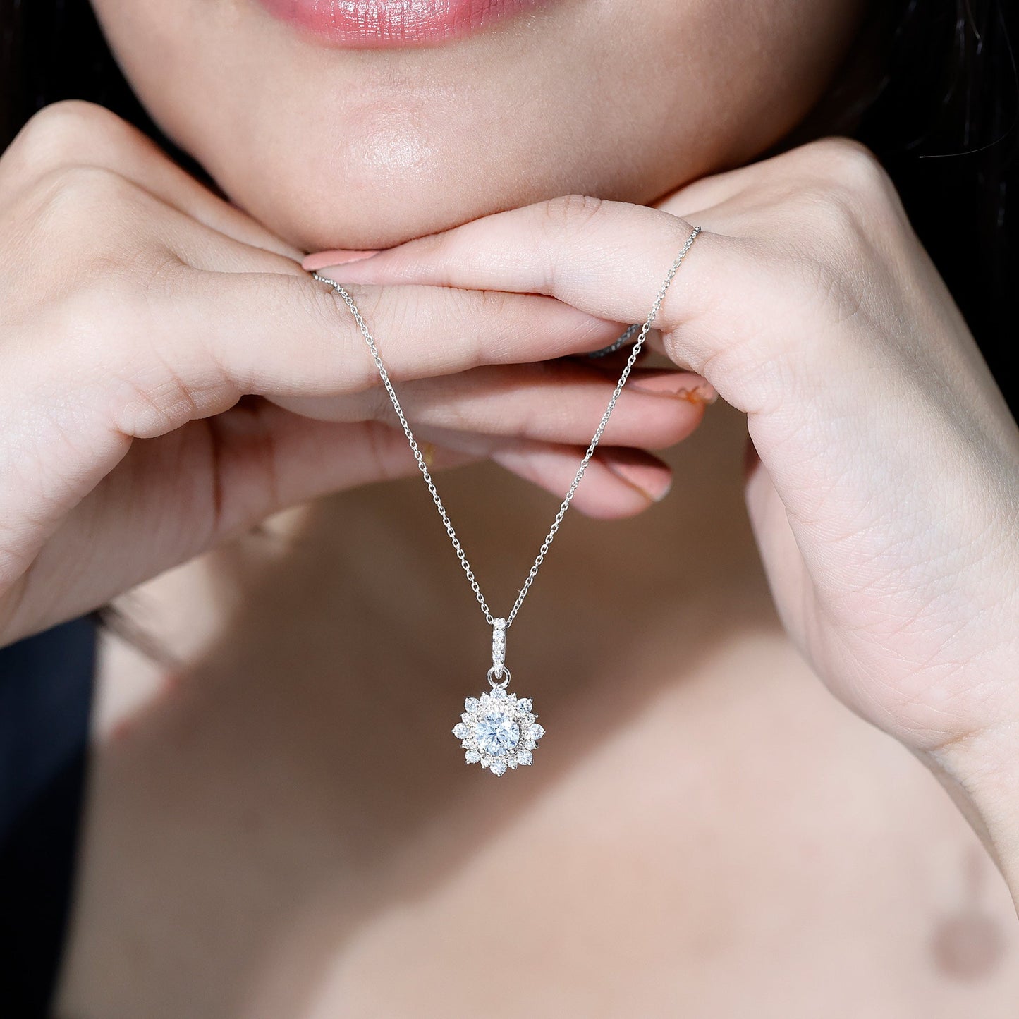 1 Carat Moissanite Vintage Inspired Necklace for Wedding
