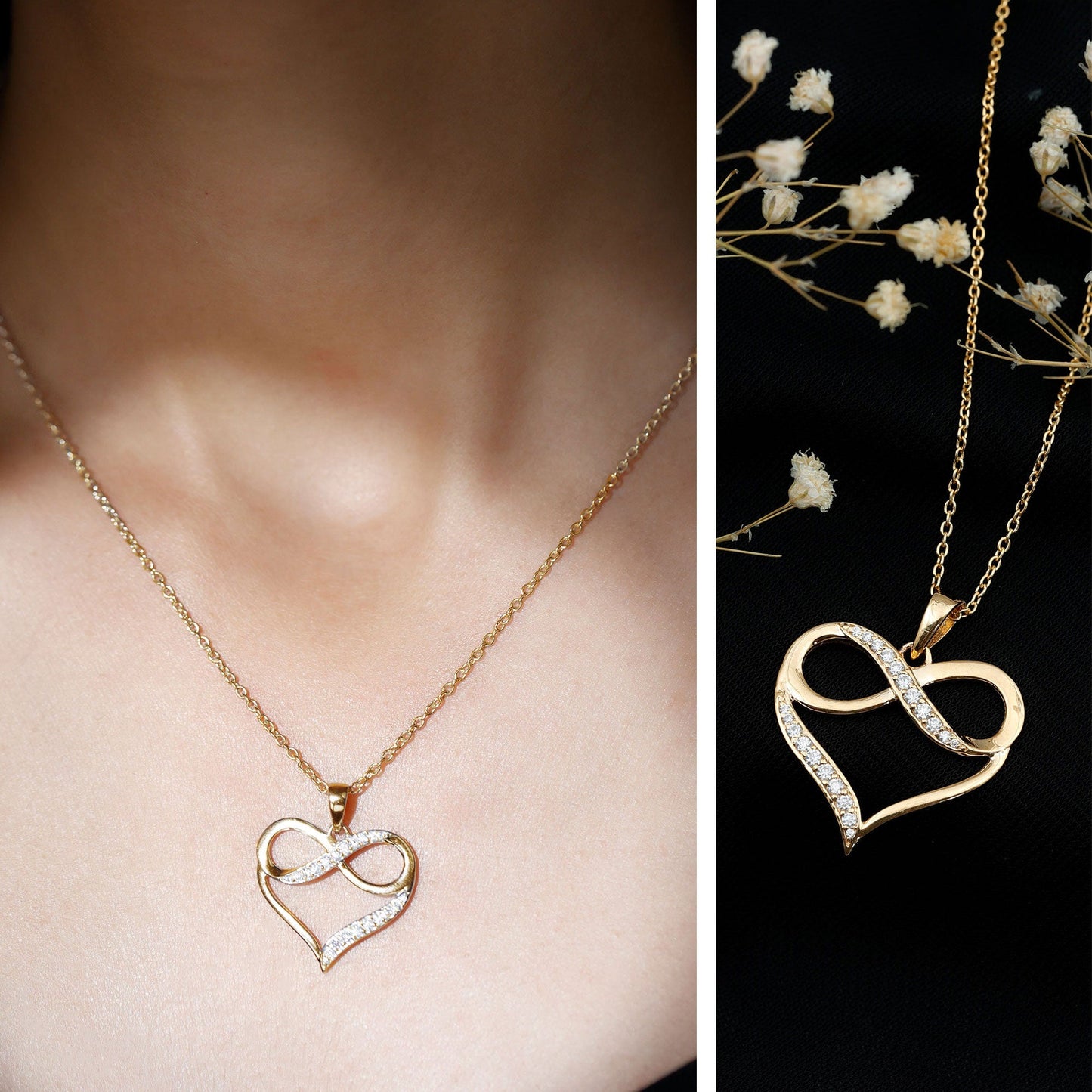 Certified Moissanite Infinity Heart Pendant Necklace