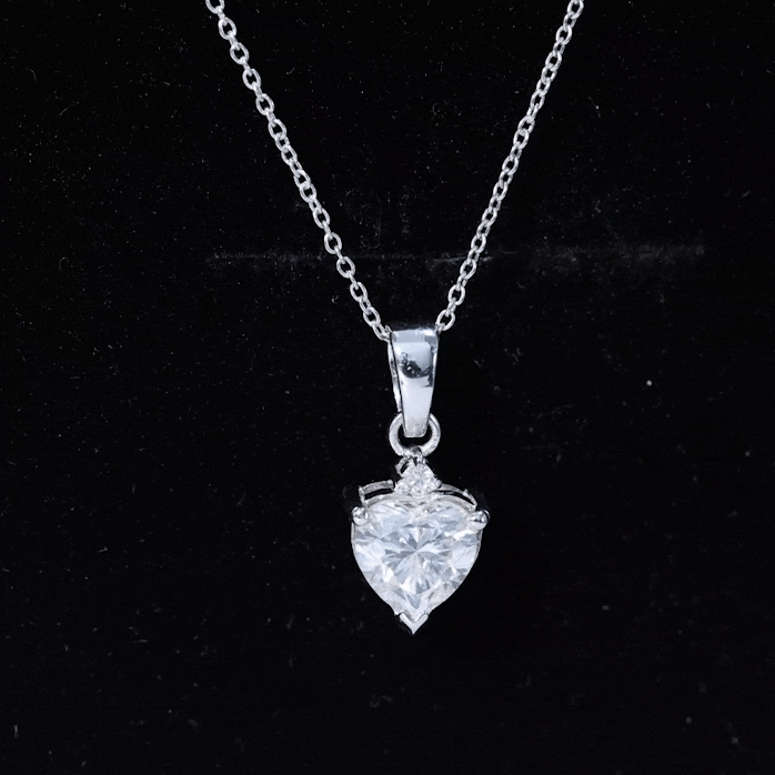 Sterling Silver 2 Carat Moissanite Heart Pendant Necklace