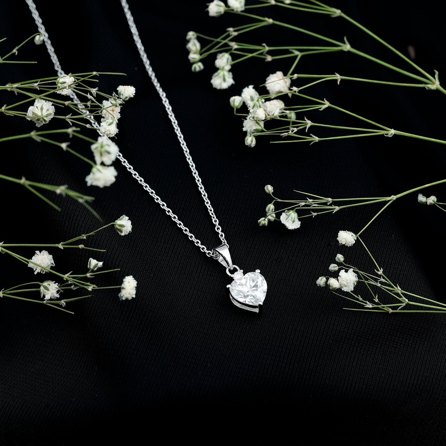 Sterling Silver 2 Carat Moissanite Heart Pendant Necklace