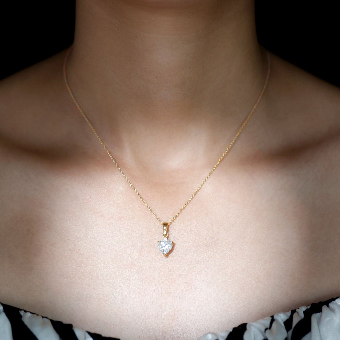 Certified 2 Carat Moissanite Solitaire Heart Necklace