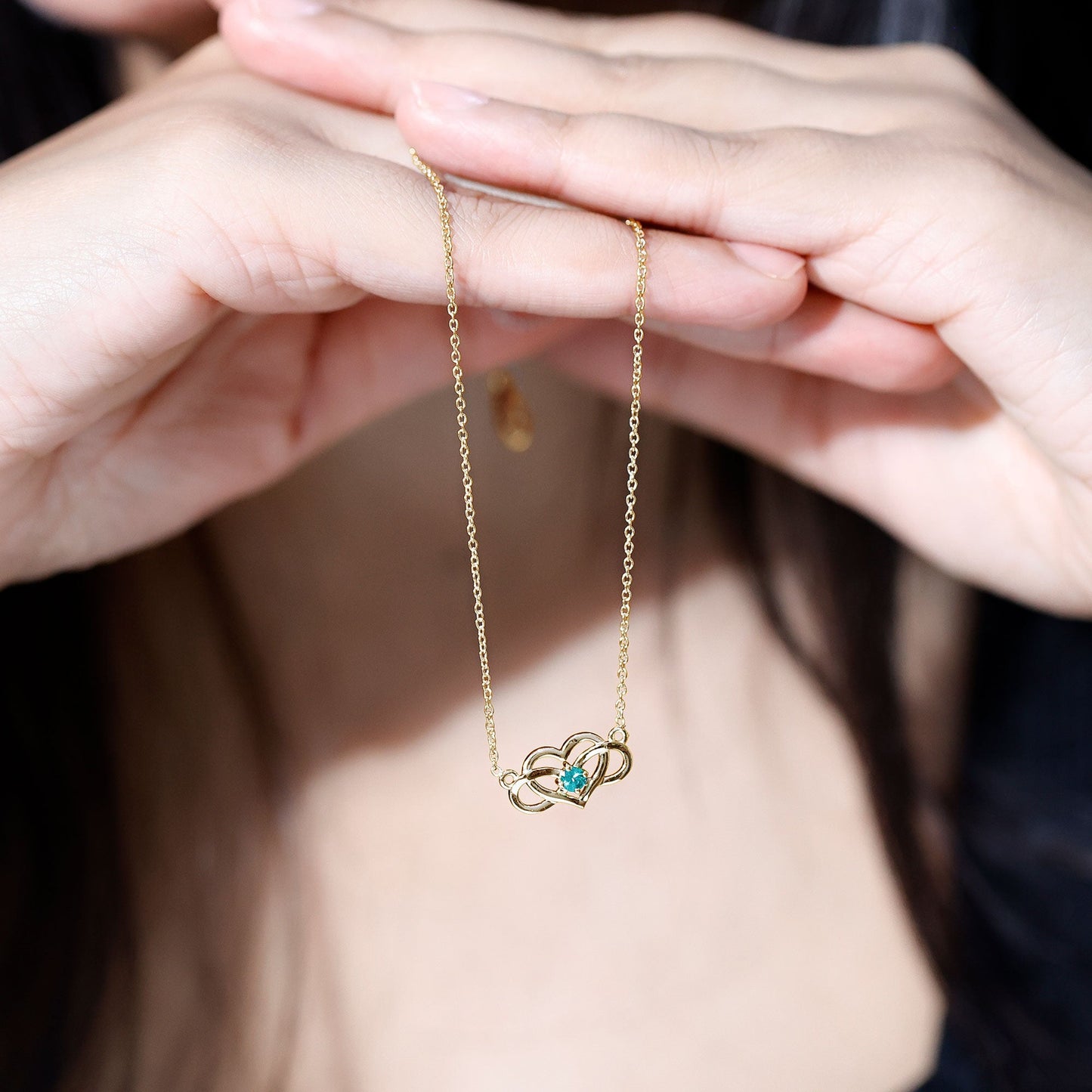 Emerald Heart and Infinity Chain Necklace for Women