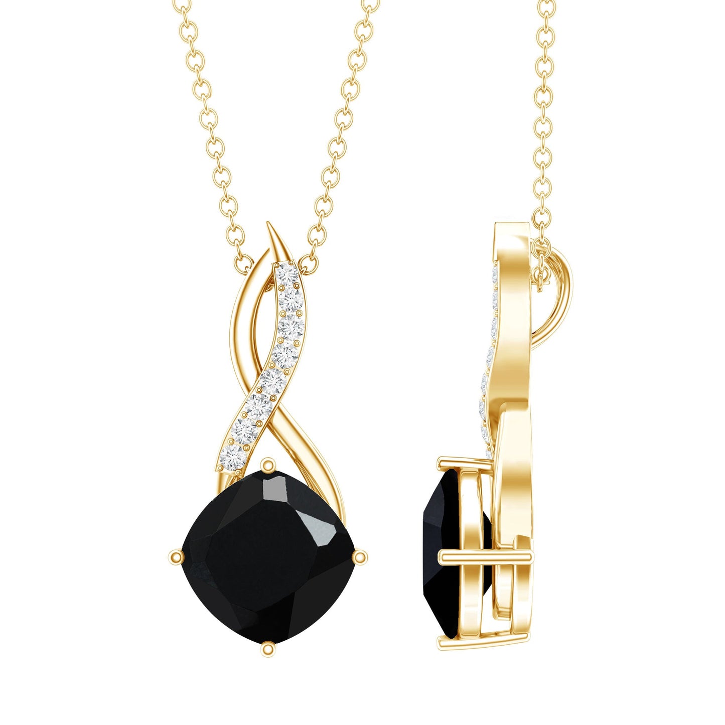2.83 Carat Cushion Lab Grown Black Diamond Infinity Necklace
