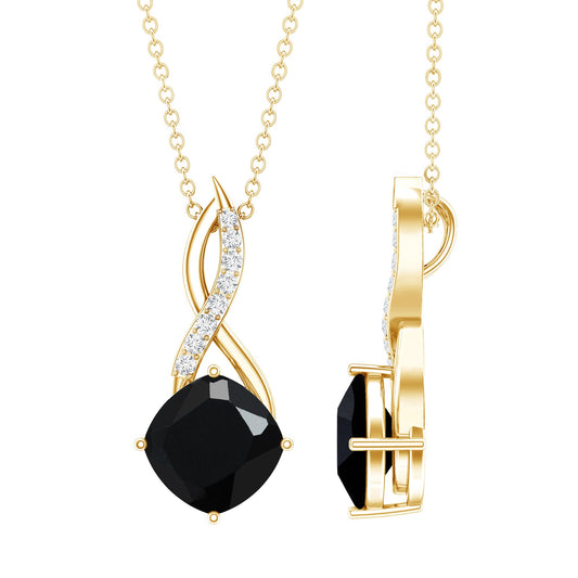 2.83 Carat Cushion Lab Grown Black Diamond Infinity Necklace