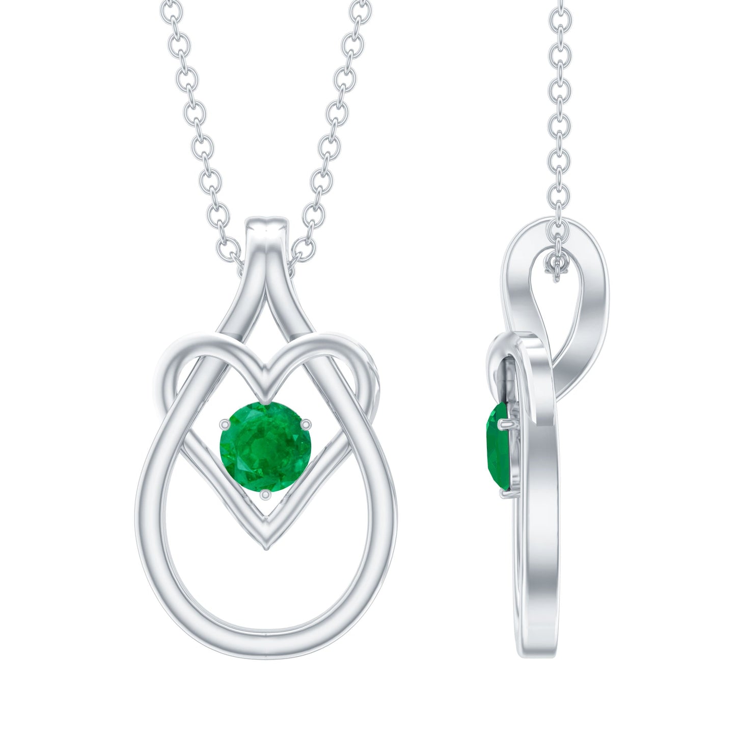 Round Shape 0.4 Carat Emerald Teardrop Heart Necklace