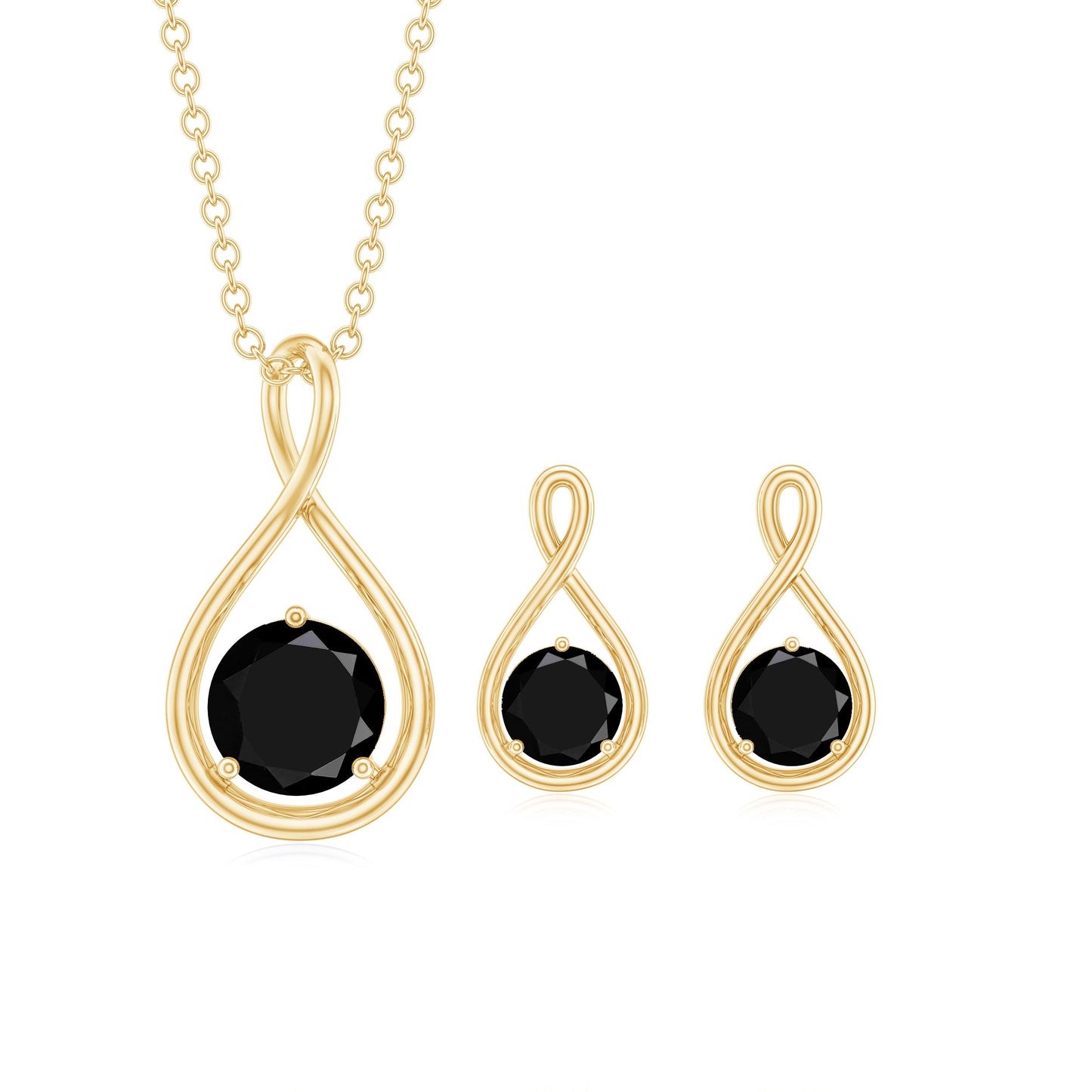 Lab Created Black Diamond Infinity Pendant and Earrings Set