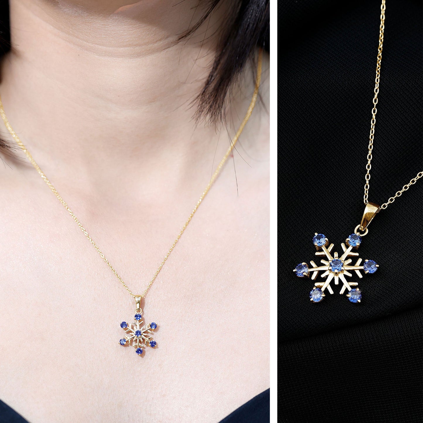 Lab Created Blue Sapphire Snowflake Pendant Necklace With Chain