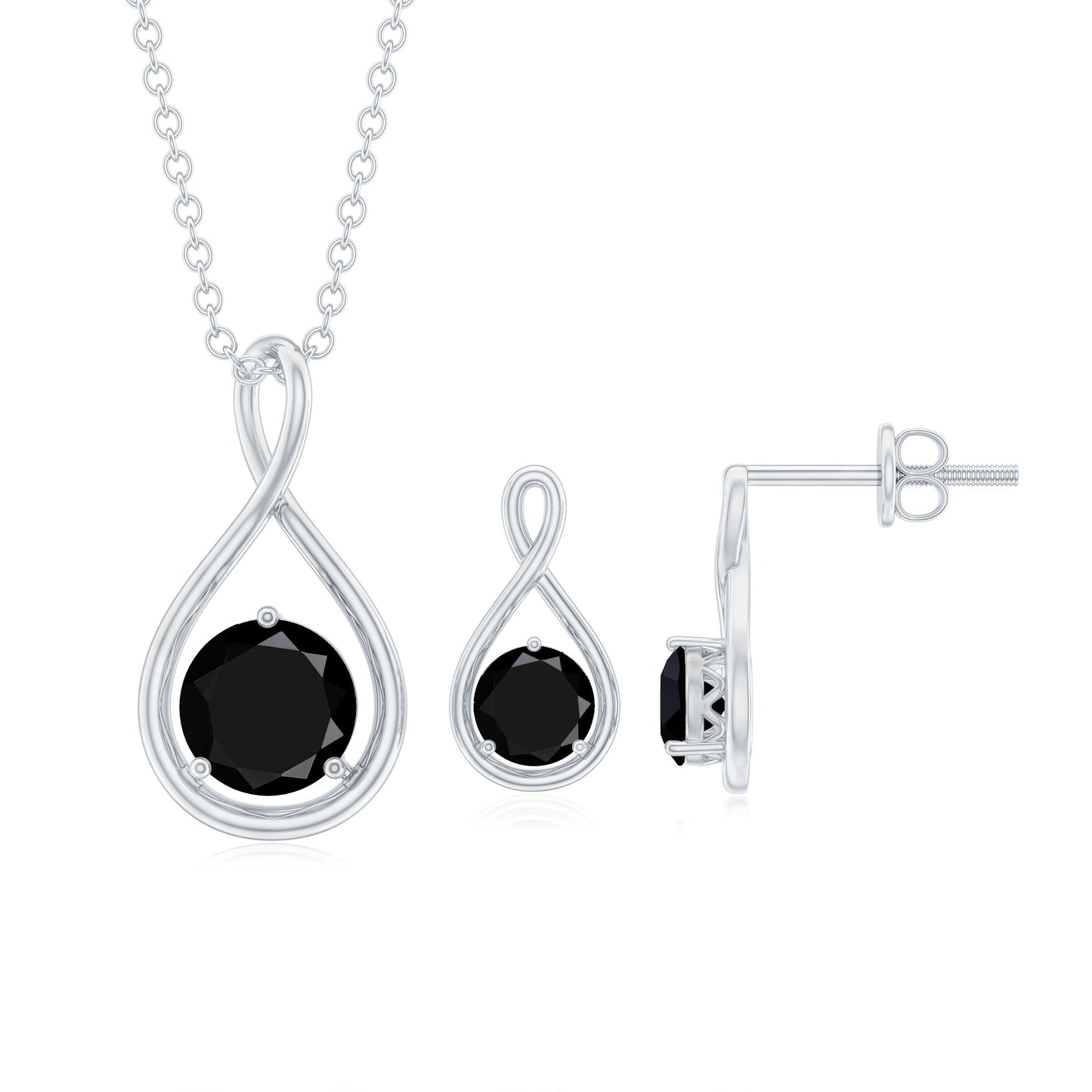Natural Black Onyx Infinity Jewelry Set for Women