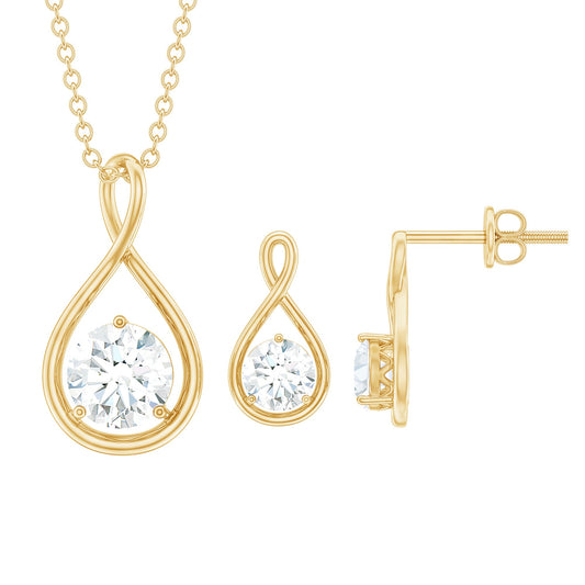 Certified Moissanite Solitaire Infinity Jewelry Set