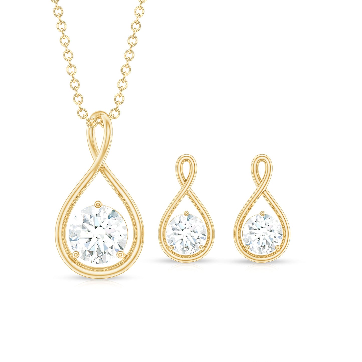 Certified Moissanite Solitaire Infinity Jewelry Set