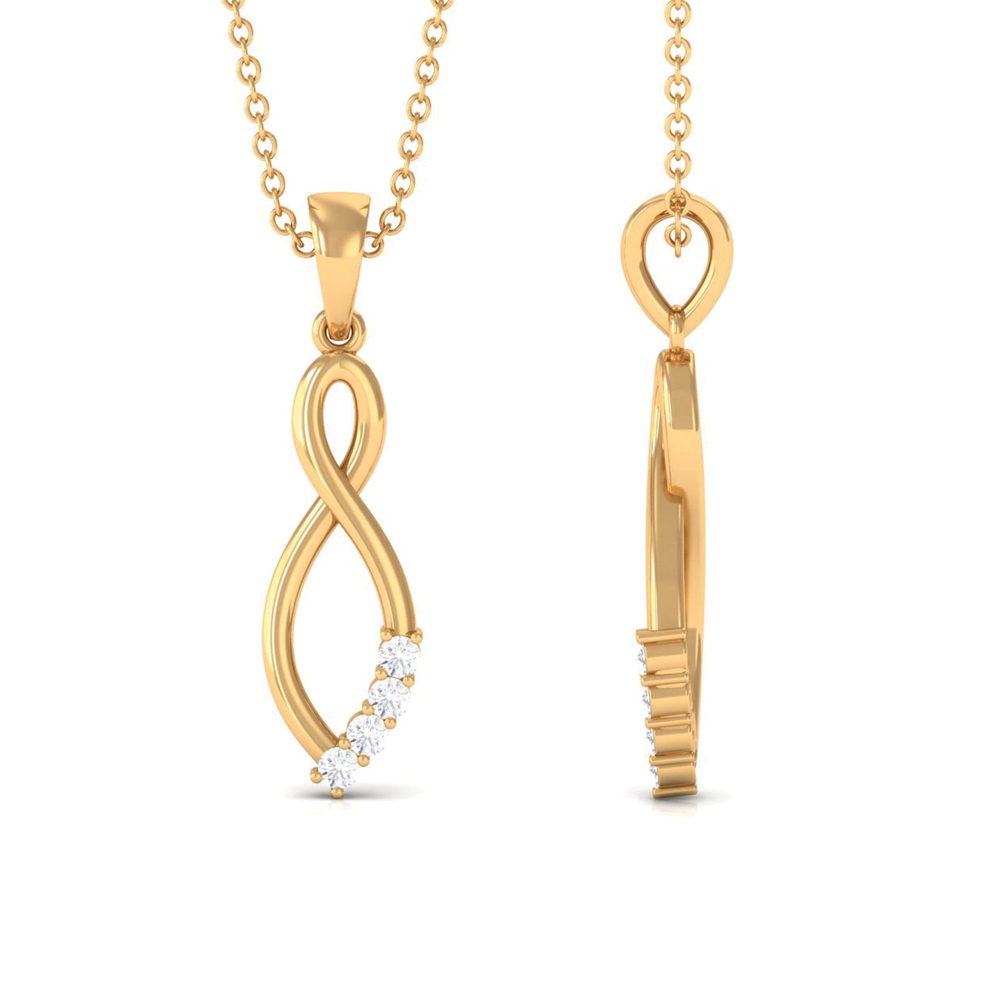 Natural Diamond Infinity Pendant Necklace for Women