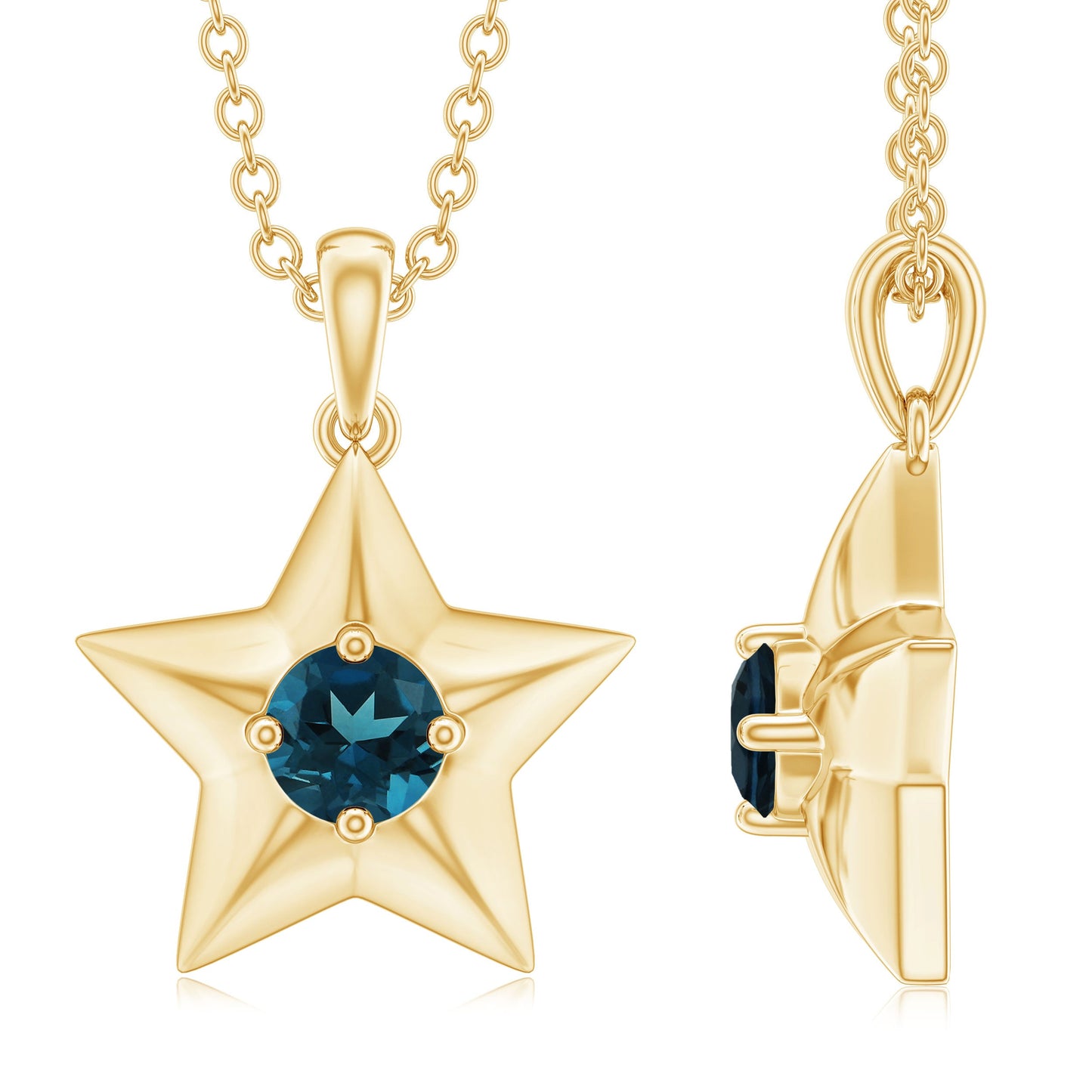 Real London Blue Topaz Star Pendant for Women