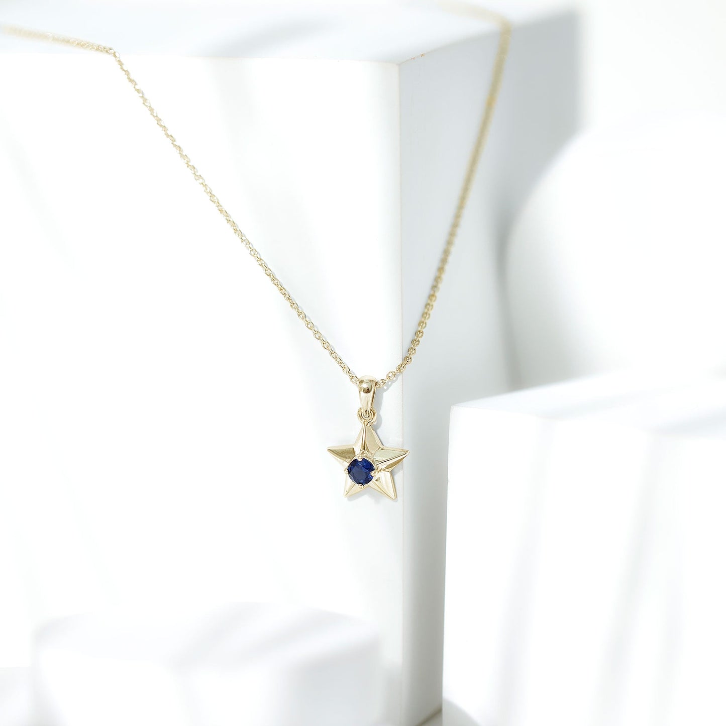 Lab Created Blue Sapphire Star Of David Necklace