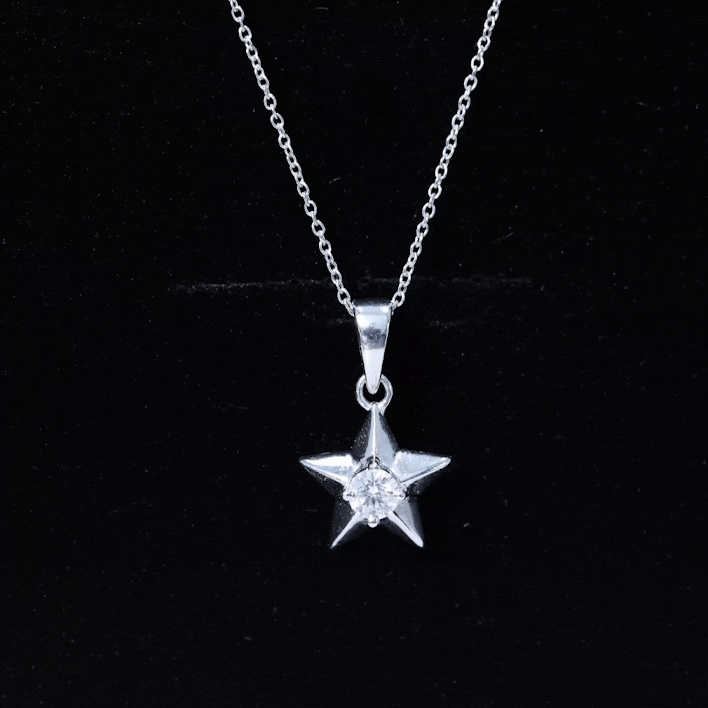 Certified Moissanite Star Pendant Necklace with Chain