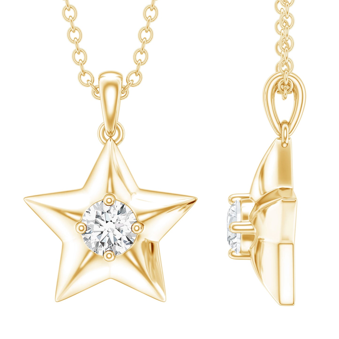 Certified Moissanite Star Pendant Necklace with Chain