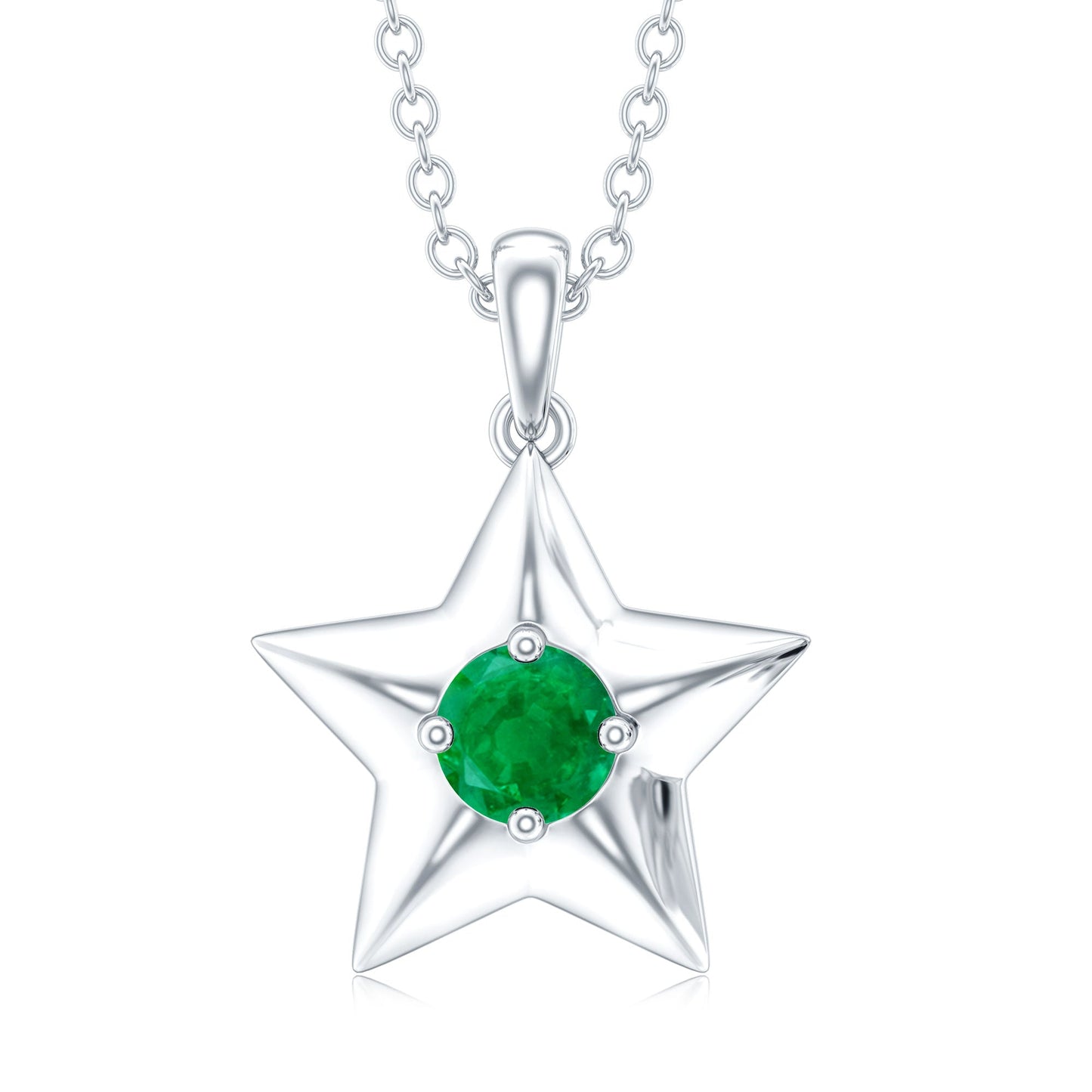Natural Half Carat Emerald Star Pendant Necklace for Women