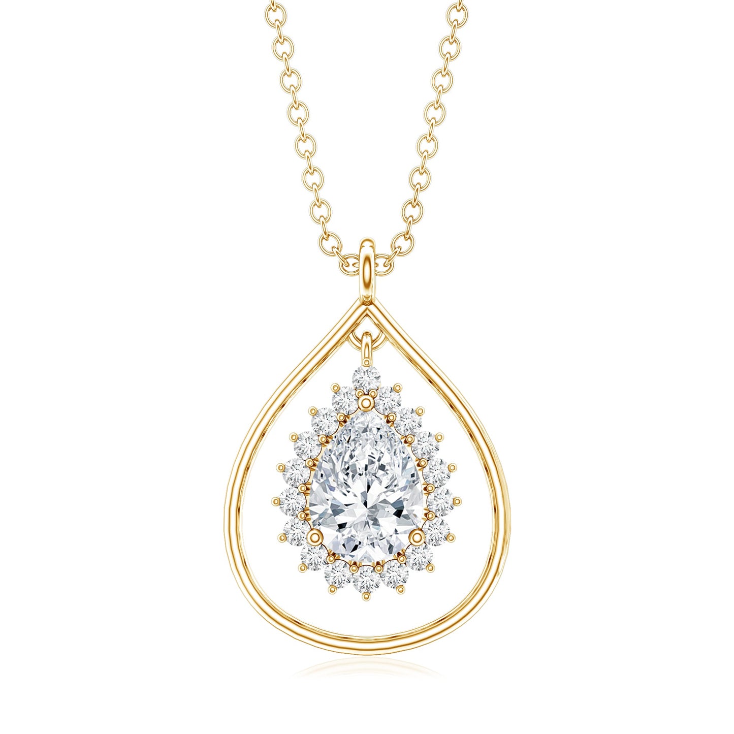 Certified 0.7 Carat Moissanite Teardrop Pendant Necklace