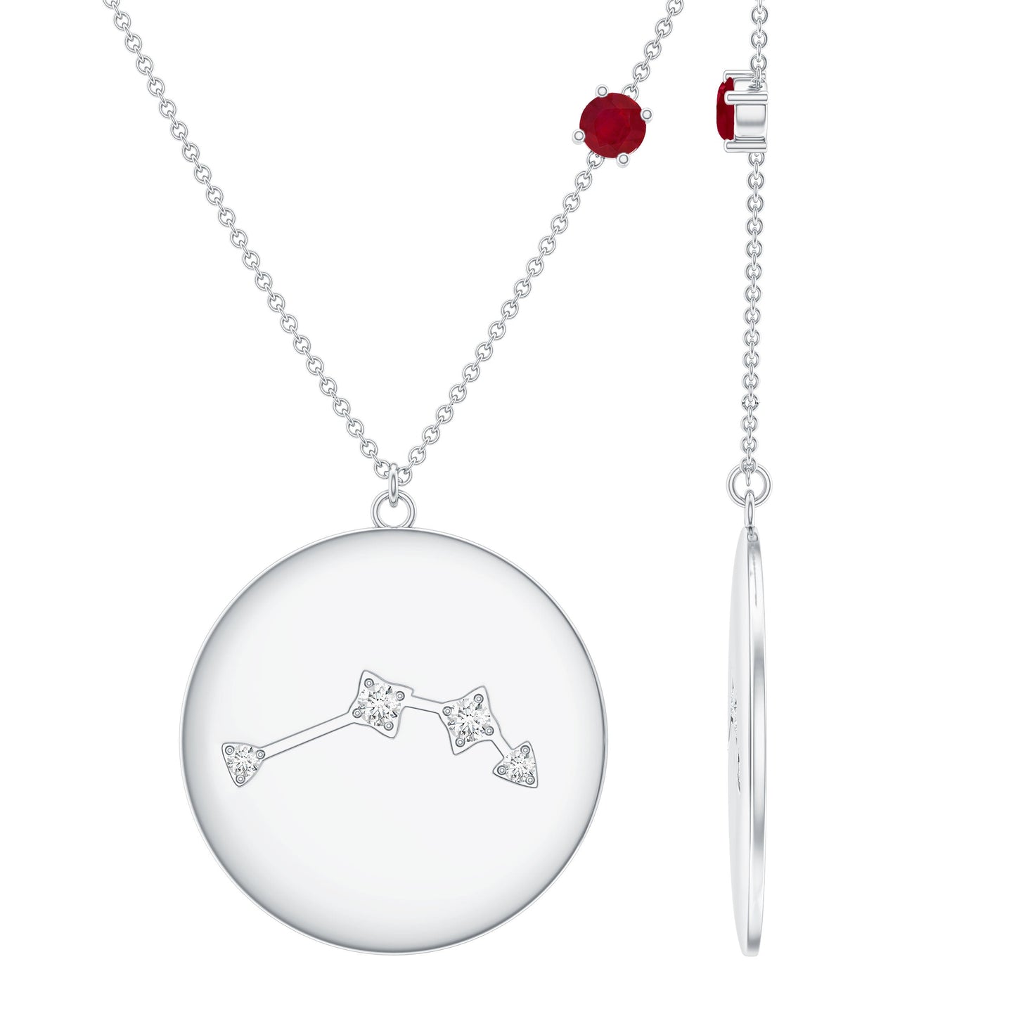 Genuine Ruby and Diamond Cancer Constellation Necklace