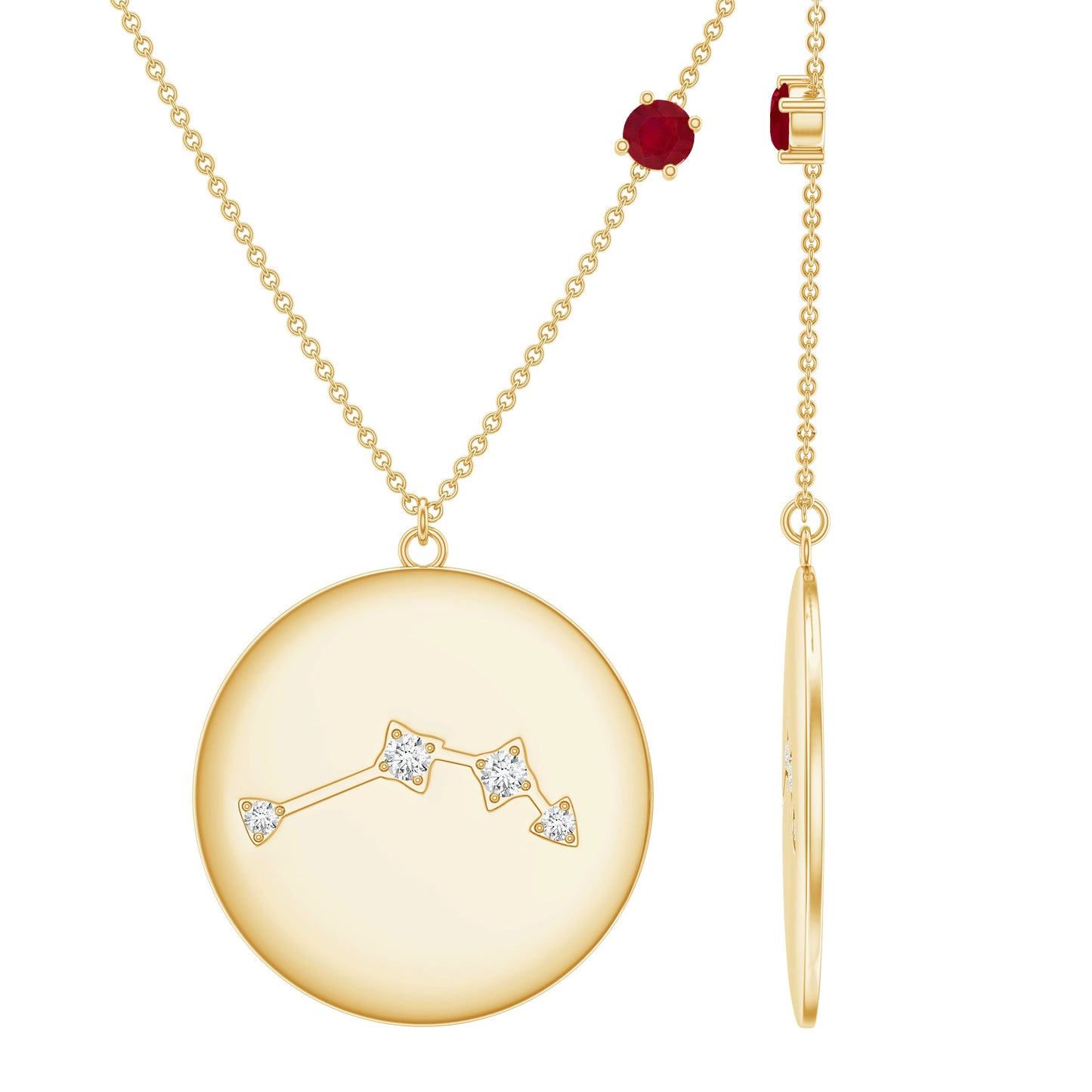 Genuine Ruby and Diamond Cancer Constellation Necklace
