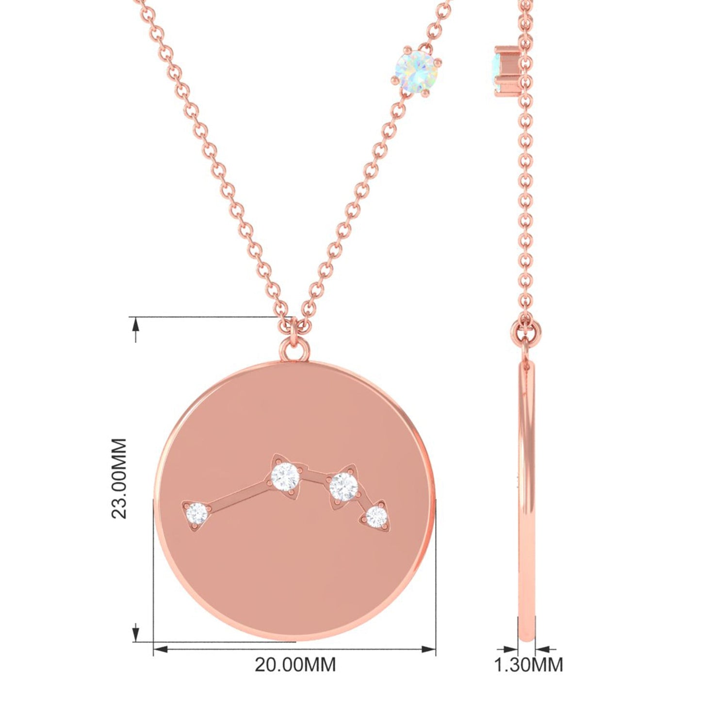 Natural Ethiopian Opal Diamond Zodiac Libra Constellation Necklace