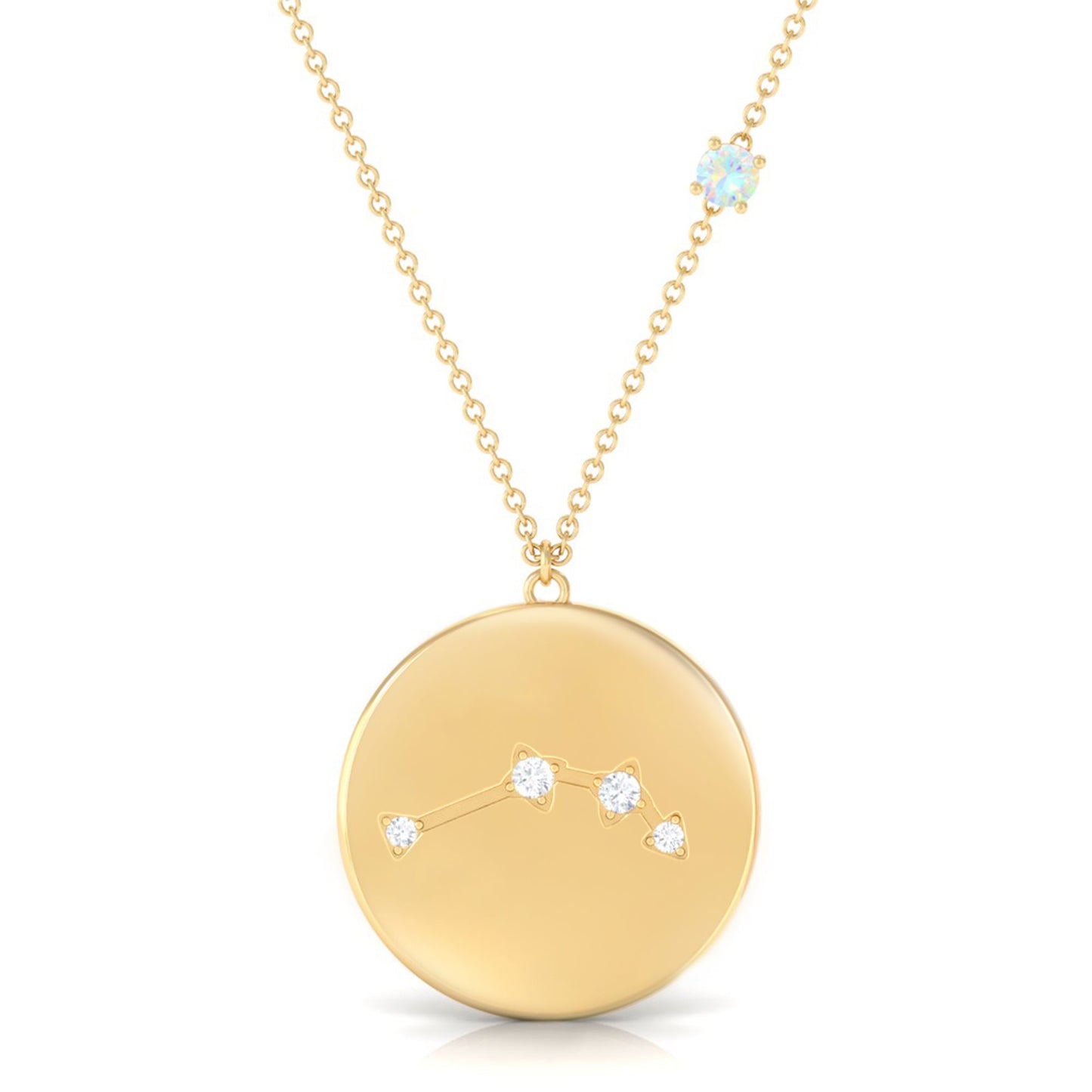 Natural Ethiopian Opal Diamond Zodiac Libra Constellation Necklace